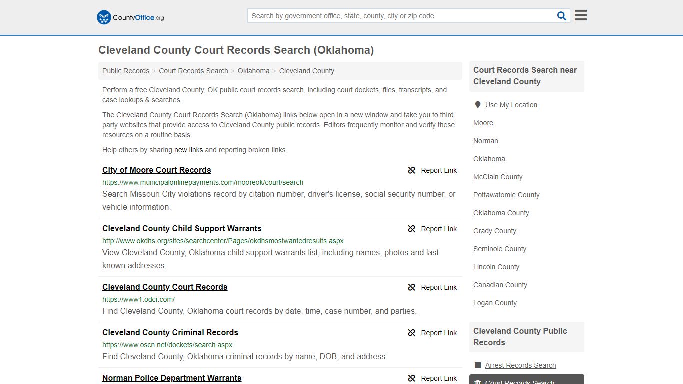 Cleveland County Court Records Search (Oklahoma) - County Office
